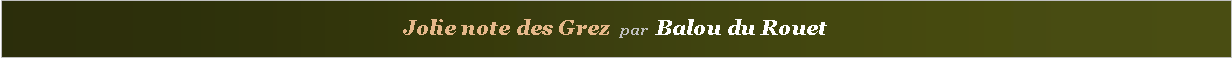 Zone de Texte: Jolie note des Grez  par  Balou du Rouet